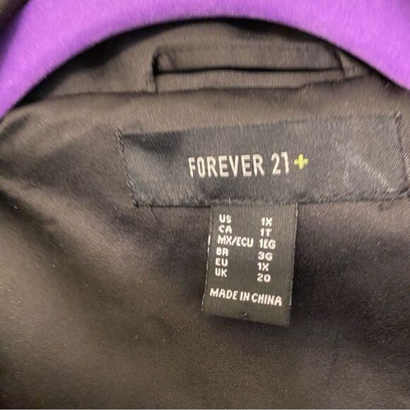 Forever 21 black Notched Blazer all Sequin satin collar glam plus size NYE 1X - Picture 4 of 10